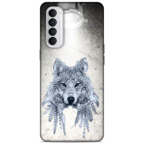 Lopard Oppo Reno 4 Pro Uyumlu Kılıf Tattoo's (48) Bumper Kılıf Kızılderili Kurt