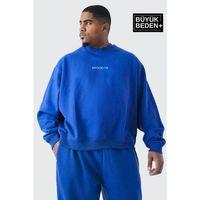 Erkek Orta Brooklyn Baskılı Büyük Beden İnce Bisiklet Yaka Swatshırt SPR25BSW60