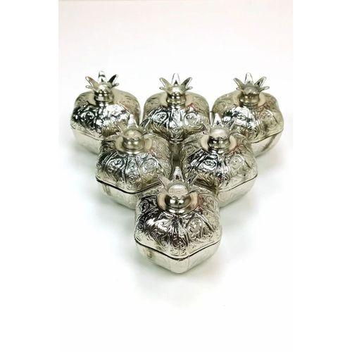 6 Lı Mini Eskitme Osmanlı Temalı Açık Renk Nar Lokumluk Sunum