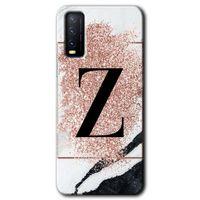 Vivo Y20s Kılıf HD Desen Baskılı Arka Kapak - Pembe Mermer Desenli Z Harfi