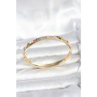 Pirinç Gold Renk Zirkon Taşlı Kelepçe Bileklik