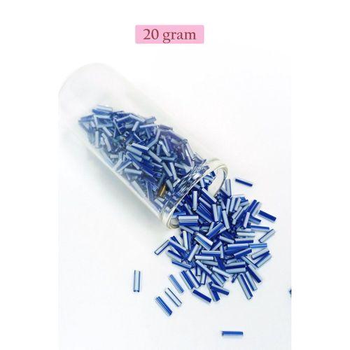 Uzun Boru Kesme Boncuk Çap 2mm Uzunluk 10 mm - 20 Gram - Mavi Beyaz - BNC236