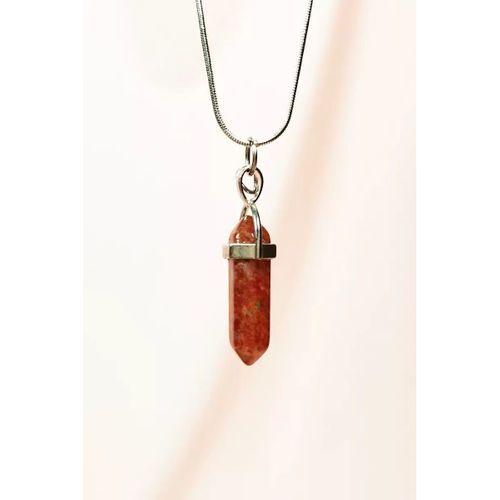 Jasper Doğal Taşı Zincirli El Yapımı Tasarımlı Kolye Uç: 3,5 cm Zincir: 20 cm Kutulu