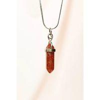 Jasper Doğal Taşı Zincirli El Yapımı Tasarımlı Kolye Uç: 3,5 cm Zincir: 20 cm Kutulu