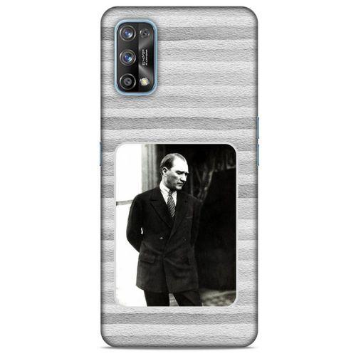 Oppo Realme 7 Pro Kılıf Atatürk (36) Glitter Kılıf Gri Kumlar