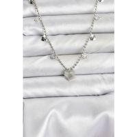 Pirinç Gümüş Renk Kalp Model Kadın Kolye