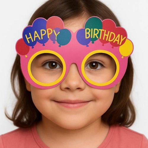 Balon Desenli Karton Doğum Günü Gözlükleri 6 Adet Pembe Renk (3748)