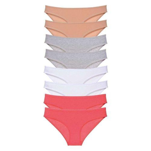 8 Adet Süper Eko Set Likralı Kadın Slip Külot Ten Gri Beyaz Fuşya