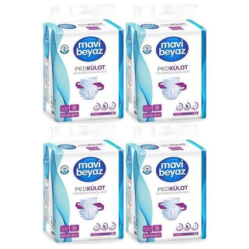 Mavi Beyaz Ped Külot Emici Büyük Boy Large 30'lu 4 paket / 120 adet