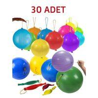 30 Adet Lastikli Zıpzıp Balon İpli Punch Panç Büyük Balon