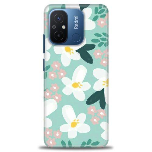 Xiaomi Redmi 12C Kılıf HD Baskılı Kılıf - Pembe Beyaz Papatyalar + Tam Ekran Koruyucu