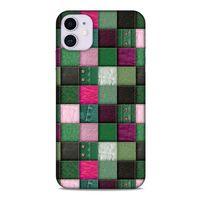Apple Iphone 11 Kılıf Patchwork (34) Slim Armor Kılıf Yeşil Fuşya