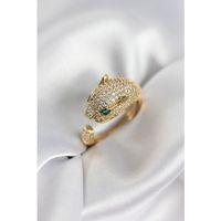 Jaguar Model Gold Renk Zirkon Taşlı Kadın Yüzük