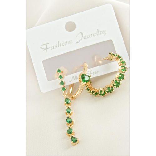 3 Adet Kalp Zirkon Taşlı Küpe