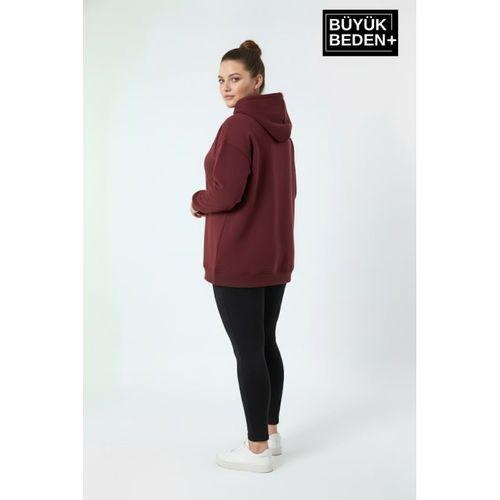 Kadın Büyük Beden Kapşonlu Rahat Kalıp Hoodie – Milano Italia Baskılı Sweatshırt SPR26BSWK967