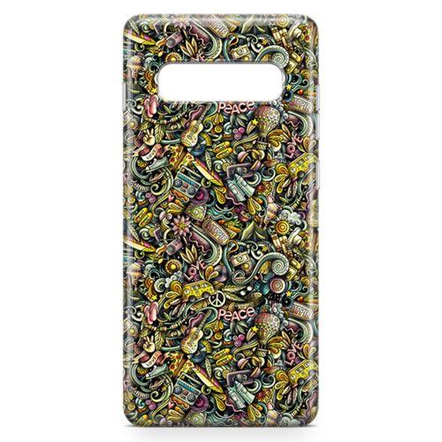 Samsung Galaxy S10 Plus Kılıf Şapka Eldiven Doodle Arka Kapak Koruma Desenli Full Koruyucu