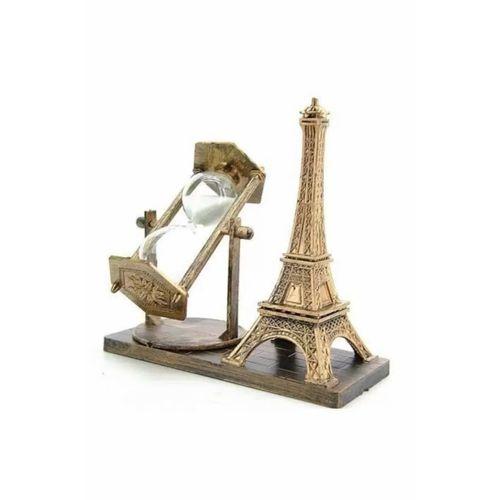 Eyfel Kulesi Tasarımlı Kum Saati Kristalleştirilmiş Kum Saati Dekoratif Ahşap Görünümlü