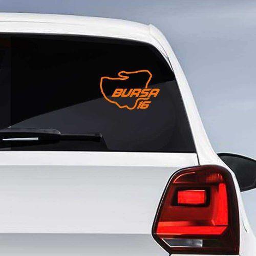 Bursa İli 16 Plaka Kodu Memleket Yarış Pisti Sticker - Oto Araba Etiket, Aksesuar, Tuning Turuncu