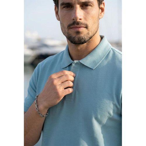 Orlando Polo Yaka Pike Kumaş Relaxed Fit Basic Düğmeli Relaxed Fit Erkek T-Shirt - Açık Mavi