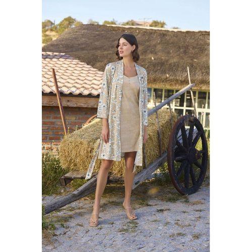 Çiçek Desenli Önü Düğmeli Sabahlık Takımı