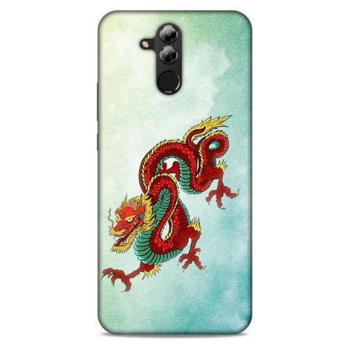 Huawei Mate 20 Lite Kılıf Dragons (25) Antişok Kapak Tatoo Sarı Kırmızı Ejderha
