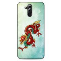 Huawei Mate 20 Lite Kılıf Dragons (25) Antişok Kapak Tatoo Sarı Kırmızı Ejderha