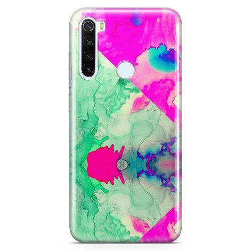 Xiaomi Redmi Note 8 Kılıf Yeşil Pembe Mermer Arka Kapak Koruma Desenli Full Koruyucu