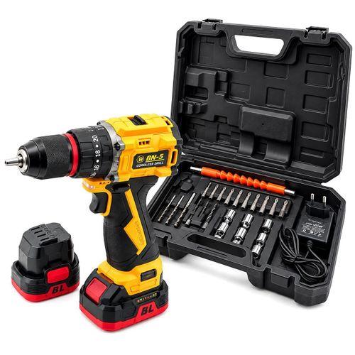 24V Fırçasız Şarjlı Darbeli Matkap + Uç Seti - 5.0Ah, 1550 RPM, 2 Batarya