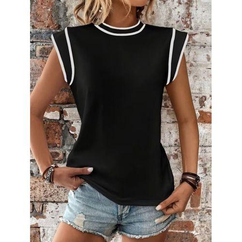 Kadın Kısa Kollu Daire Yakalı Viskon Bluz