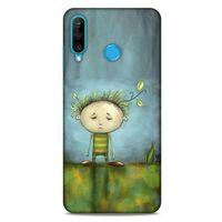 Huawei P30 Lite Kılıf Depresyon (23) Ultra Koruma Kılıfı Siyah Gri