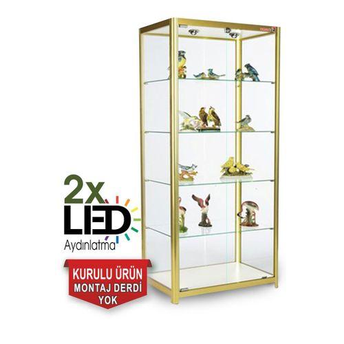 Bubizde Camlı Vitrin - Camlı Dolap - Camlı Koleksiyon Vitrini - Cam Raf - Kurulu Ürün 175X70X30