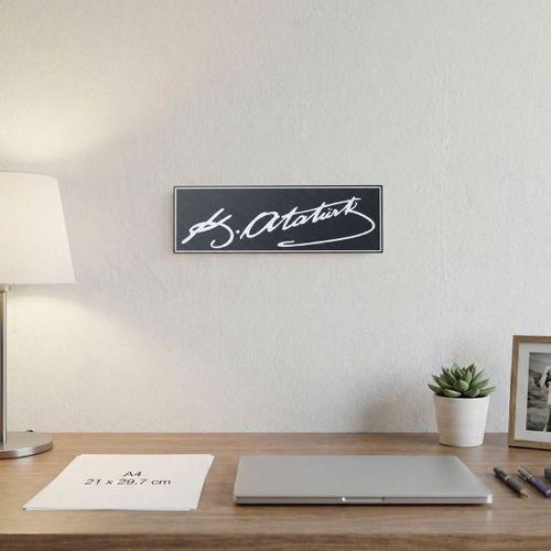 K Atatürk İmza Yazılı Dekoratif Tabela 25cmx8 cmx4mm