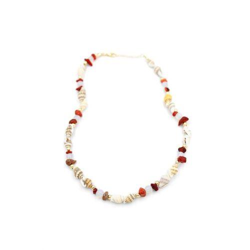 Kırıktaşlı Deniz Kabuğu Kolye - Kırmızı