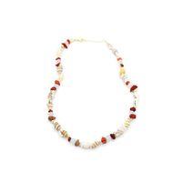 Kırıktaşlı Deniz Kabuğu Kolye - Kırmızı