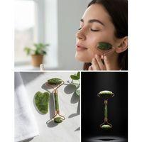 Doğal Yeşim Roller Ve Gua Sha Yüz Şekillendirme Seti