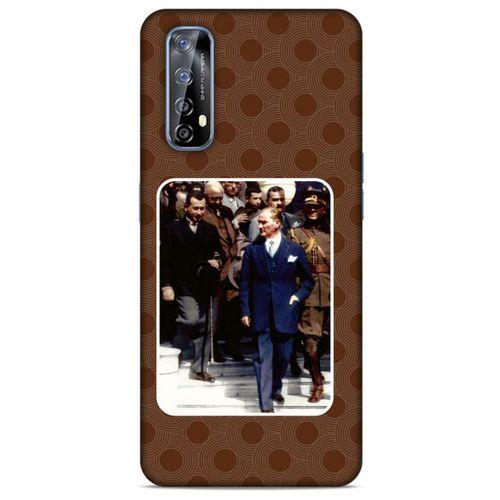 Huawei P Smart 2021 Kılıf Atatürk (23) Ultra Koruma Kılıfı Kahve Yuvarlak