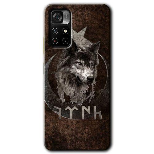 MRCİLETİSİM Poco M4 Pro 5G Kılıf HD Desen Baskılı Arka Kapak + Temperli Cam - Bozkurt Göktürk