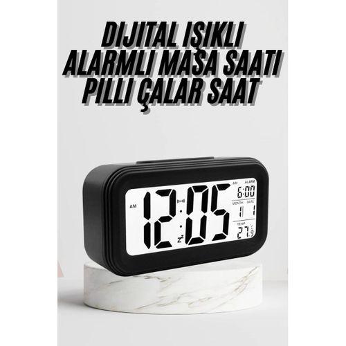 Dijital Masa Saati Termometre Takvim Led Ekran Pilli Ev Ofis Masası