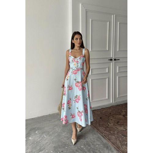 Bebe Mavi İnce Kemer Detaylı Elbise