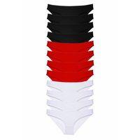 12 adet Süper Eko Set Likralı Kadın Slip Külot Siyah Kırmızı Beyaz