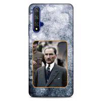 Huawei P Smart S Y8P Kılıf Atatürk (32) Soft Silikon Kılıf Gri Buzul