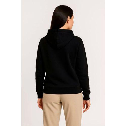 Üç İplik Kapüşonlu Tam Fermuarlı Kanguru Çepli SweatShirt Hoodie - Siyah