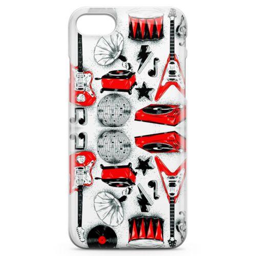 Apple iPhone 8 Kılıf Elektro Gitar Bateri Arka Kapak Koruma Desenli Full Koruyucu