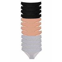 12 adet Süper Eko Set Likralı Kadın Slip Külot Siyah Ten Gri