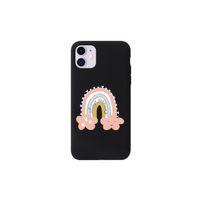 Pembe Bulut Tasarımlı iPhone 11 Siyah Telefon Kılıfı