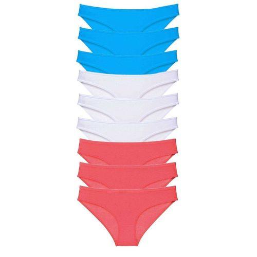 9 adet Süper Eko Set Likralı Kadın Slip Külot Fuşya Beyaz Mavi