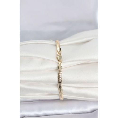 CM 14K Gold Renk Yassı Yılan Zincir Model Kadın Bileklik