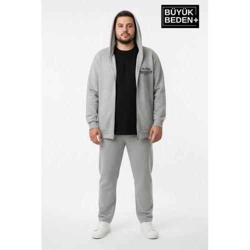 Erkek Büyük Beden Fermuarlı Kapüşonlu Chef Baskılı Sweatshirt Hırka - Rahat Kalıp SPR26BHR921