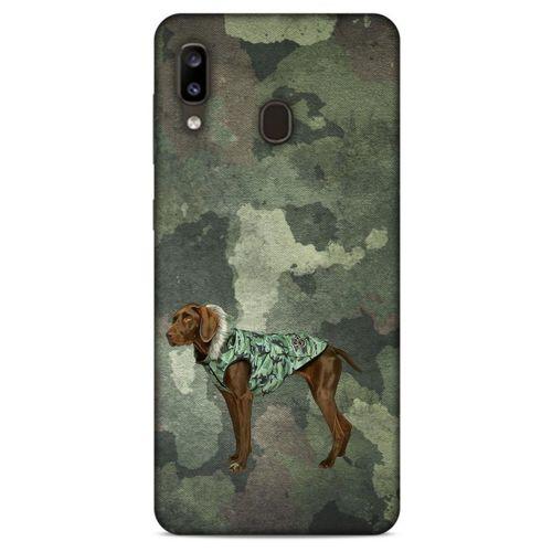 Samsung Galaxy A20 Kılıf Köpek Kıyafetleri (49) Ultra Silikon Kılıf Kamuflaj Mont