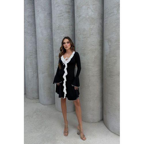 Lesa Wear Yumuşacık Fırfır Detaylı Likralı Kruvaze Mini Gece Elbisesi